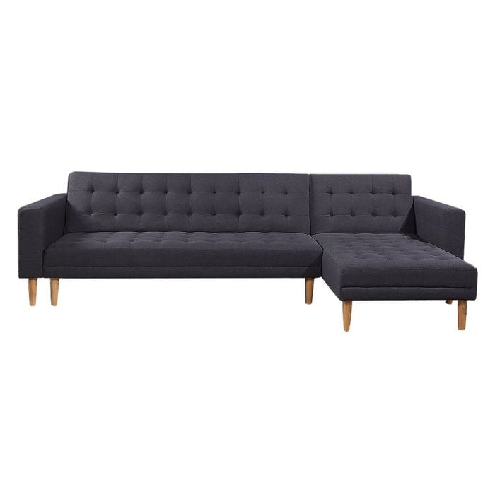 Sarantino Linen Fabric Corner Sofa Bed Couch Lounge with Chaise Dark Grey
