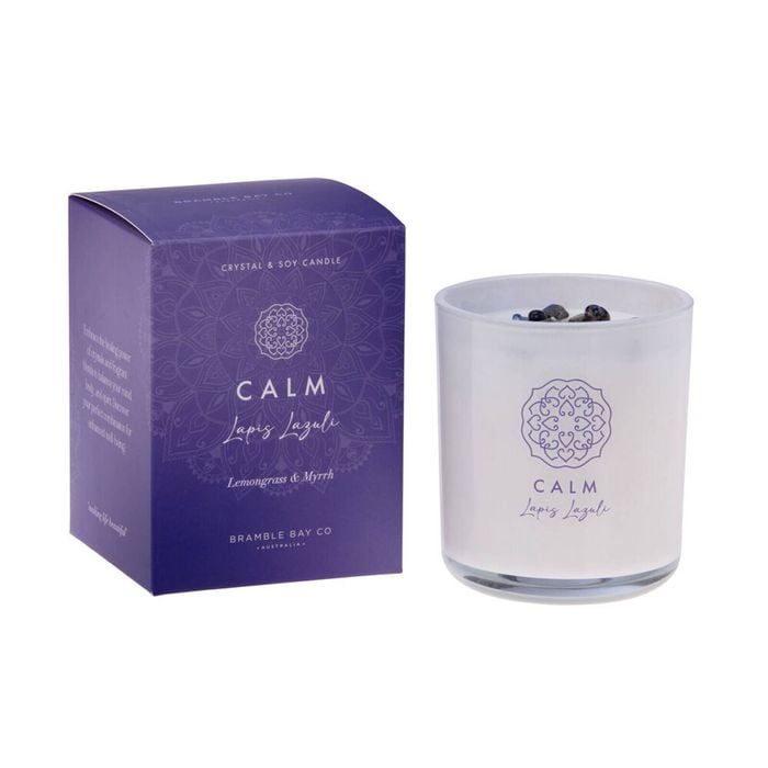 Bramble Bay Crystal Boho Lapis Lazuli Calm Candle Lemongrass & Myrrh 300g