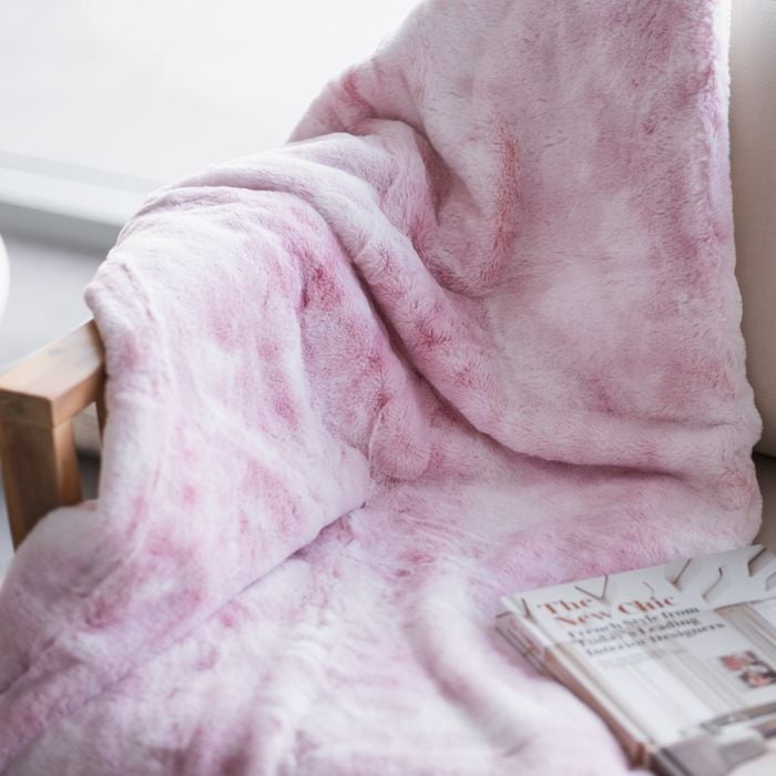 Plush Fur Throw Blanket - Marble Pink