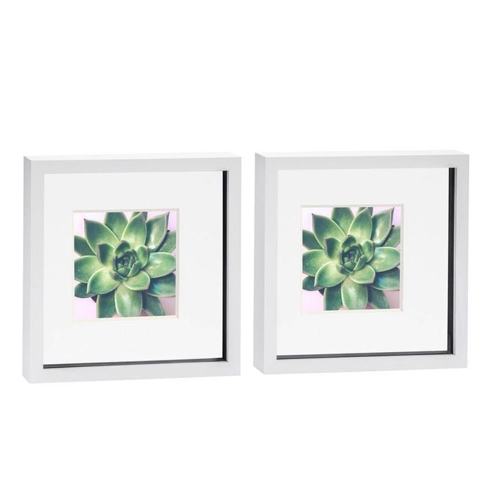 Nicola Spring 10" X 10" White 3d Box Photo Frames - 6" X 6" Mount - Pack Of 2