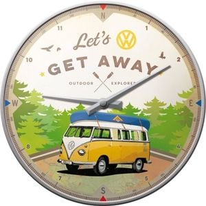 Nostalgic Art 30cm VW Bulli Let's Get Away Quartz Battery Operated Wall Clock
