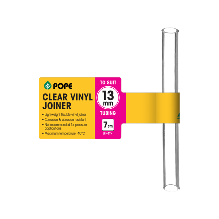 Pope 13mm x 7cm Clear Vinyl Tubing Joiner