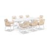 Tahitian 2.1m Aluminium Dining Table White With 8 Hugo Chairs & Cream Rope/cream Cushions