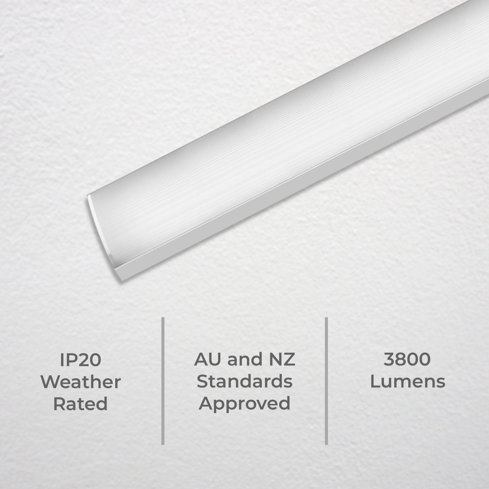 DETA 120cm 40W IP20 Tri Colour Dual Power Wide Body LED Delos Batten Light Bunnings Australia