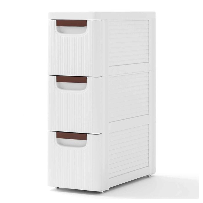 Costway Narrow Storage Cabinet Wheel 3Drawer Cart Organizer Dresser Chest