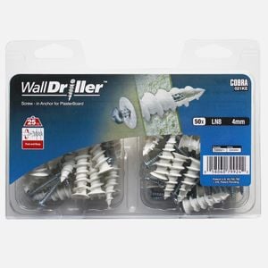 Cobra 4.0mm Wall Driller Nylon Anchor Screws - 50 Pack