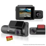Elinz 3 Channel Dash Cam 4K QHD Rear Camera 2K 1080P FHD Cabin WiFi GPS  Supercapacitor DVR 128GB U3 Card