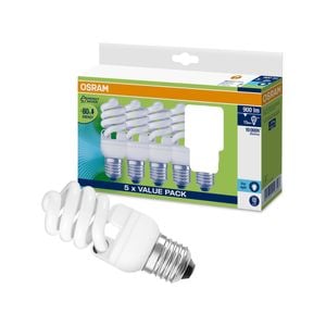 Osram 15W Daylight Mini Twist Spiral Globe - 5 Pack