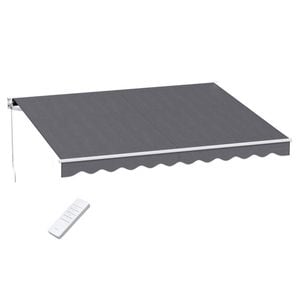 Instahut Retractable Folding Arm Awning Motorised Sunshade 3.5m X 3m Grey