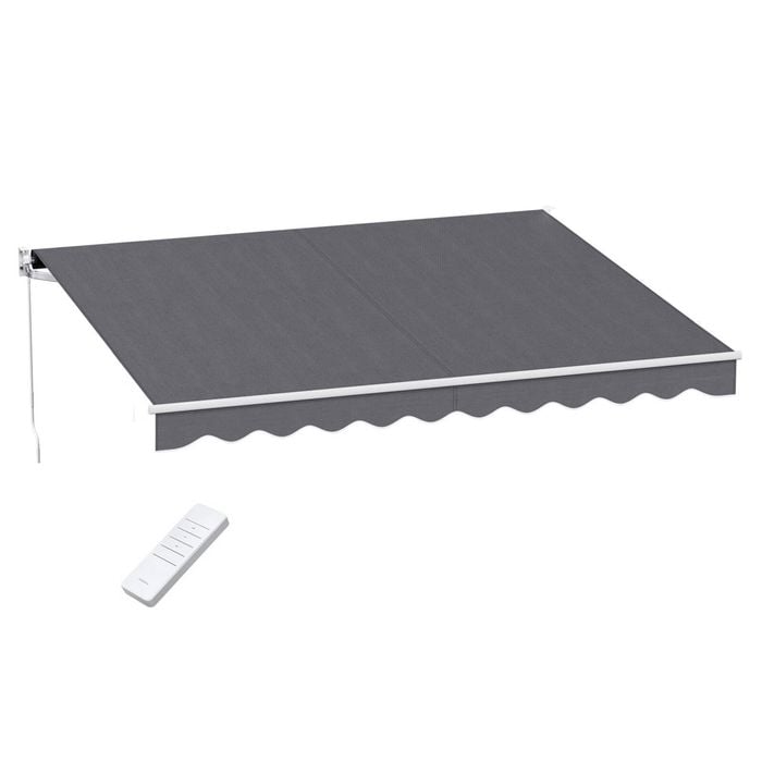Instahut Retractable Folding Arm Awning Motorised Sunshade 3.5m X 3m Grey