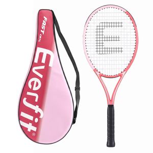 Everfit 27 Inch Tennis Racquet Lightweight Pre Strung Racket for Adult Beginner Players Pink