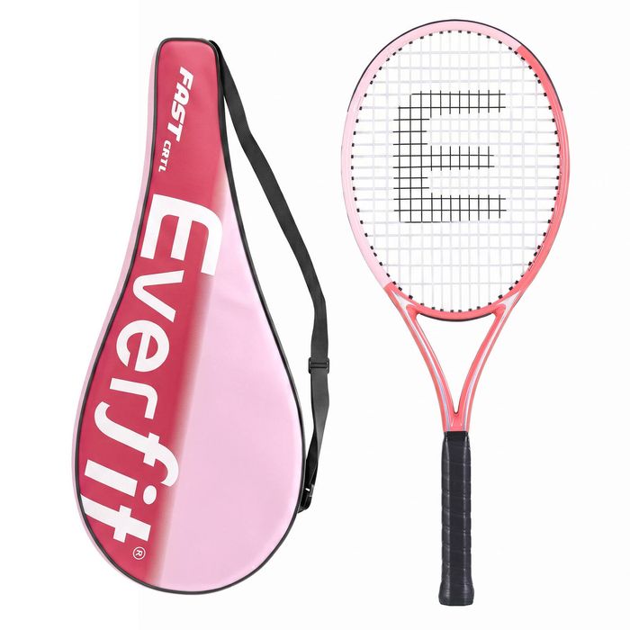 Everfit 27 Inch Tennis Racquet Lightweight Pre Strung Racket for Adult Beginner Players Pink