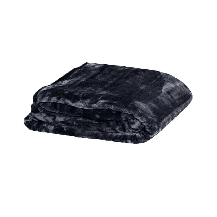 Bloomington 375gsm 1 Ply Solid Faux Mink Blanket Queen 200x240 cm Charcoal