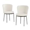 BRIBRION x2 Boucle Dining Chairs with Black Metal Legs Upholstered Sherpa Fleece Wide Back for Kitchen Restaurant White