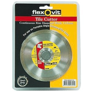 Flexovit 115x1.9x22.23mm Continuos Rim Diamond Blade Tile Cutter