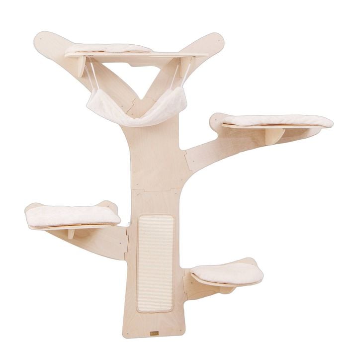 Costway Space-Saving Wall-Mounted Cat Tower Sial Scratching Wooden