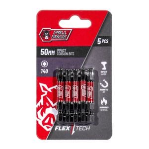 Full Boar T40 x 50mm Impact Torsion Bits Set - 5 Pack