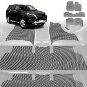 6D Diamond Car Floor Mats for Toyota Fortuner 2015-Current-Ultimate Set-Grey-Outback GT