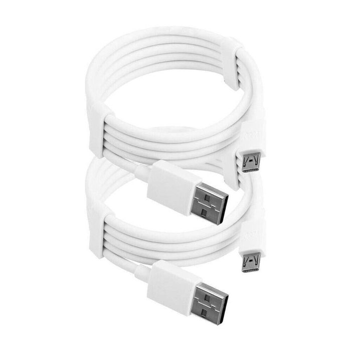 iWill 2 Pack 2m Long Data Transfer Charger Charging Micro USB Cable Cord for Android Phone Device Tablet Bulk White