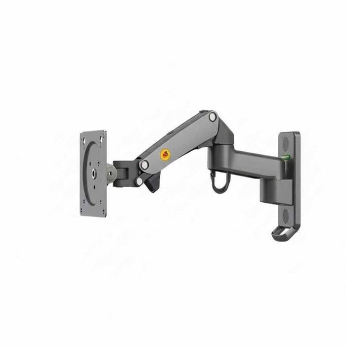 P&P Gunmetal Grey Wall Mounted Gas Strut Monitor Arm For Smooth Ergonomic Screen Positioning