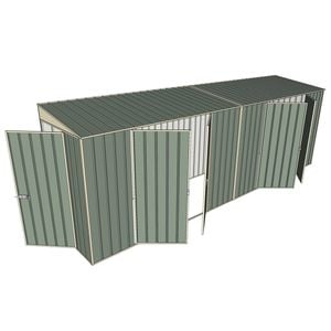 Build-A-Shed 1.2 x 6.0 x 2.0m Tunnel Shed Tunnel Hinged Door with 2 Double Hinged Side Doors - Green