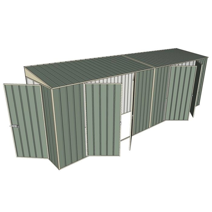 Build-A-Shed 1.2 x 6.0 x 2.0m Tunnel Shed Tunnel Hinged Door with 2 Double Hinged Side Doors - Green