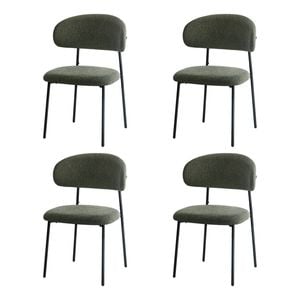 Oikiture 4x Dining Chairs Kitchen Lounge Seat Linen Fabric Accent Chair Green