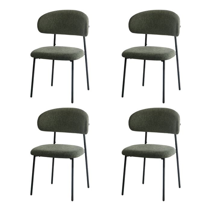 Oikiture 4x Dining Chairs Kitchen Lounge Seat Linen Fabric Accent Chair Green