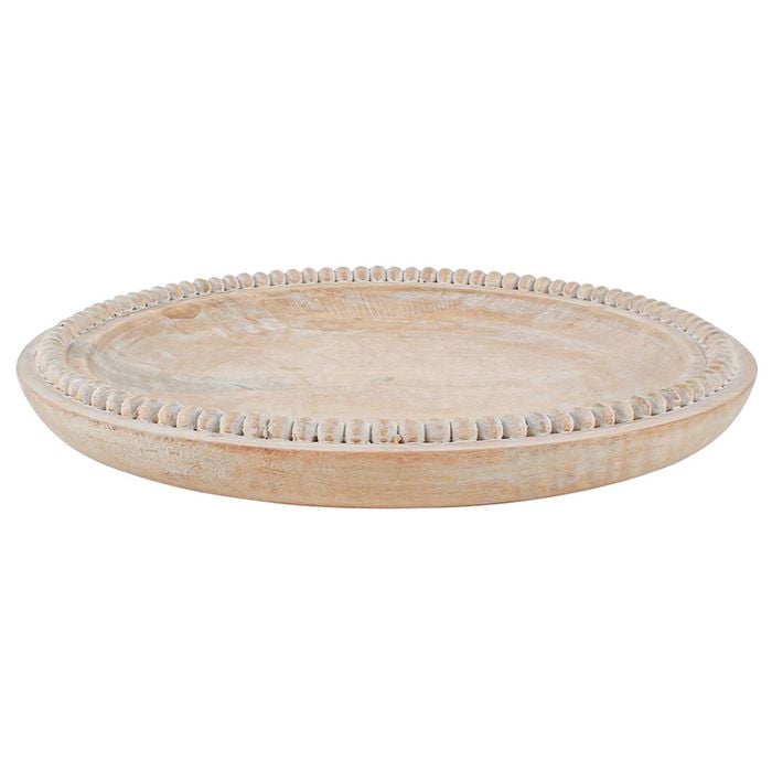 Maine & Crawford Bryony 30cm Mango Wood Round Plate - Cream