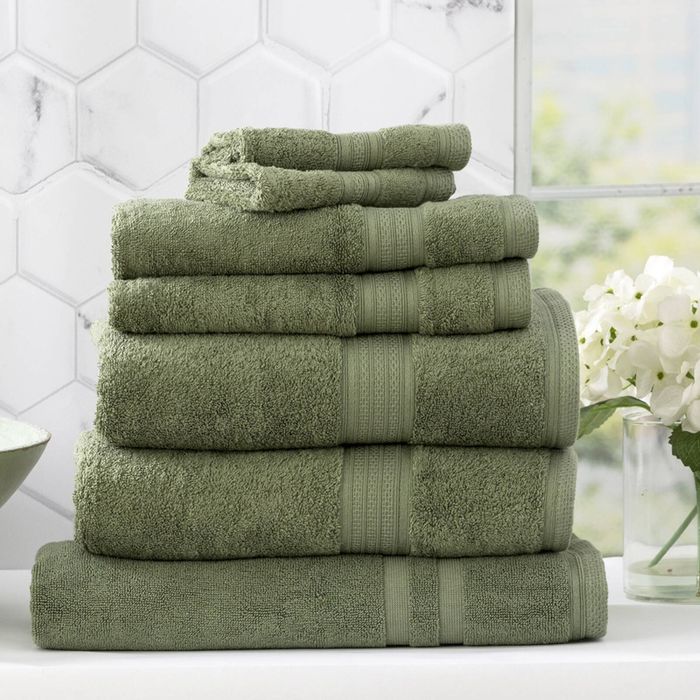 7pc Renee Taylor Stella Hand/Bath Towel/Mat Set Soft Bamboo Cotton 650 GSM Jade