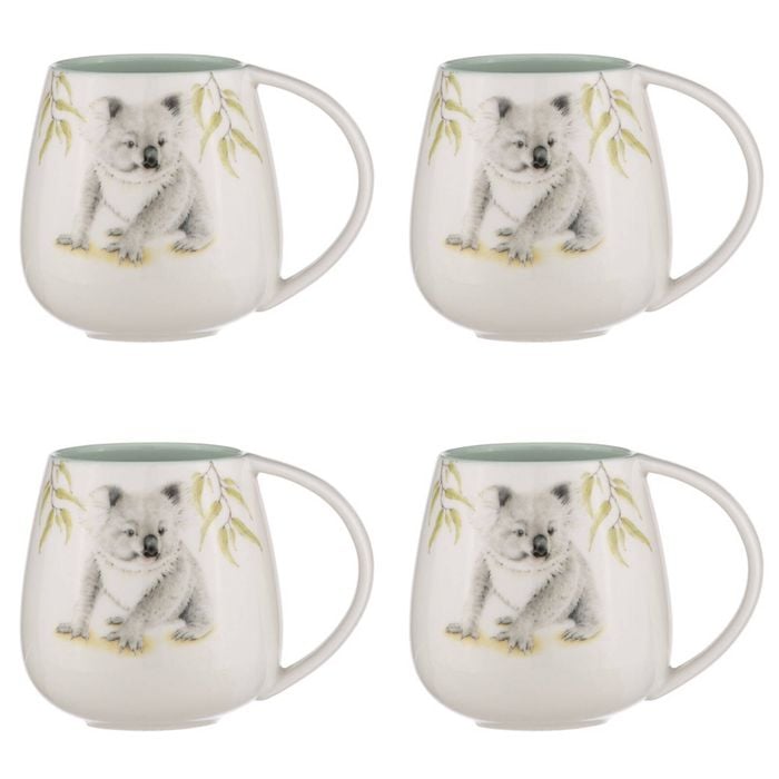 4PK Ashdene Bush Buddies Koala Snuggle 500ml Mug - White