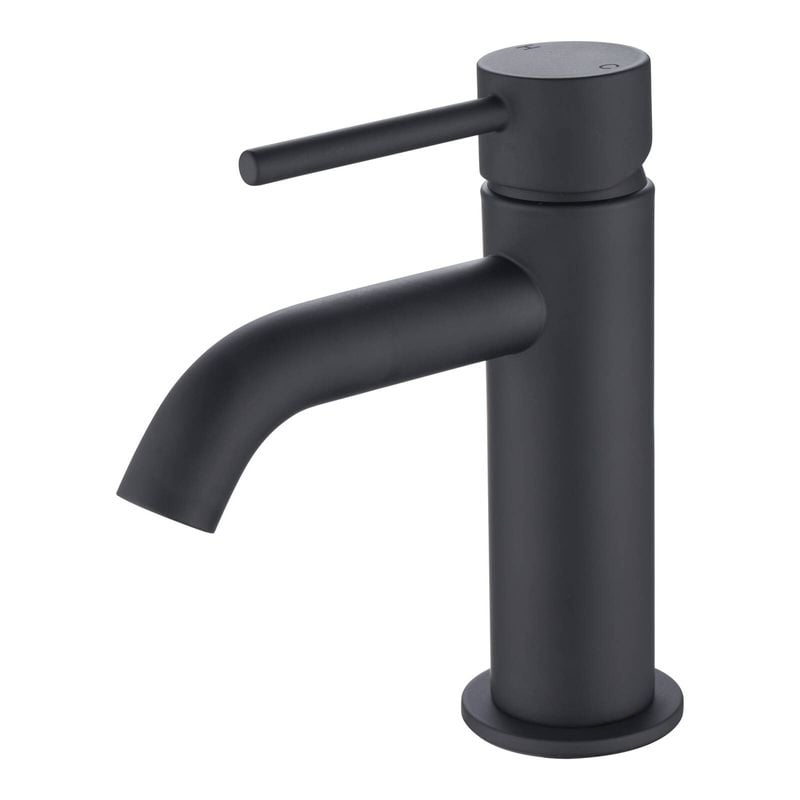 Mondella WELS 5 Star 6L/min 25mm Black Matte Resonance Pin Lever Curved Spout Basin Mixer