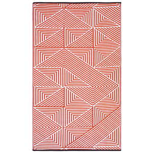 Fab Habitat 180x270cm Burnt Orange And White Tokyo Recycled Plastic Outdoor Rug