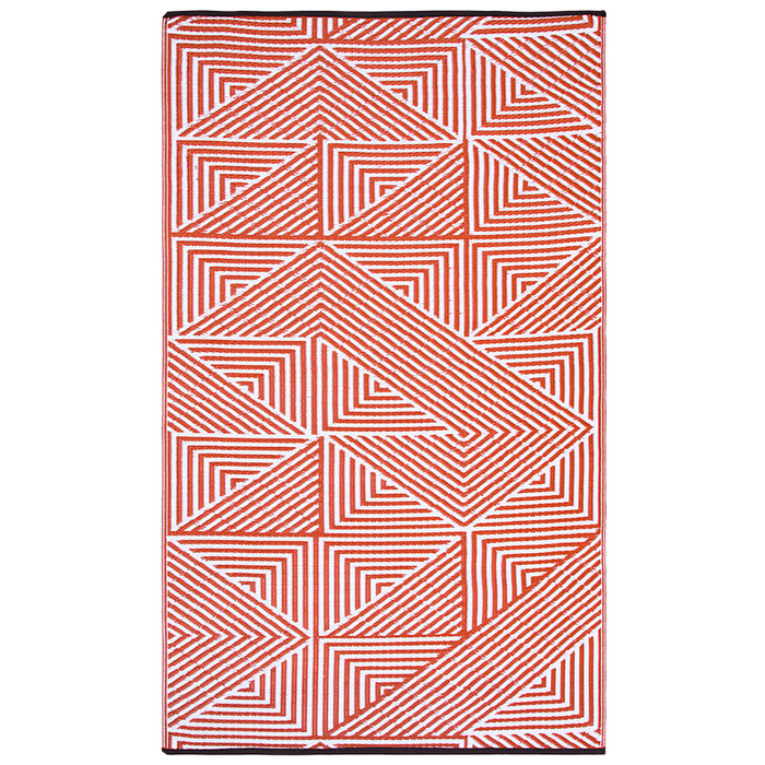 Fab Habitat 180x270cm Burnt Orange And White Tokyo Recycled Plastic Outdoor Rug