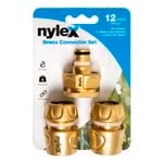 Nylex 12mm Brass 3 Piece Hose End Fitting Set