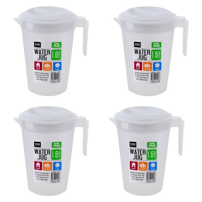 Digitel 4pcs Clear Water Jug Cold Drink Set Colour Bpa Free With Lid 1.6l Plastic