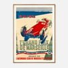 Galrie 1er Grand Prix de Marseille 1946 - Vintage Racing Poster Art by André Bermond, Wood Frame, 50 x 70cm (20 x 28inch)