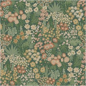 Flower Field Emerald Green, Wallpaper 10.05m x 53cm Wallpaper Boutique