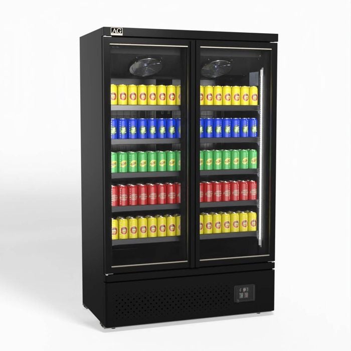 AG Equipment AG Supermarket Two Glass Doors Upright Display Fridge - 1000 Litre - Commercial Drink Fridges (AG-CSB1000)