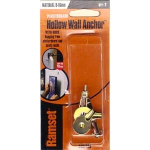Ramset Hollow Wall Anchor with Hook 16mm 2pk