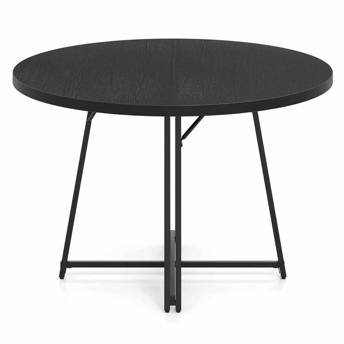 Costway 118cm Dining Table For 4-6 Kitchen Diner 8 Leg Cross Base Black