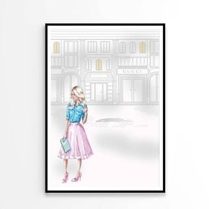 Stylish Woman with Fashion Store   Print 100% Australian Made 60 x 90cm   (Poster)