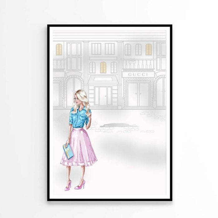 Stylish Woman with Fashion Store   Print 100% Australian Made 60 x 90cm   (Poster)