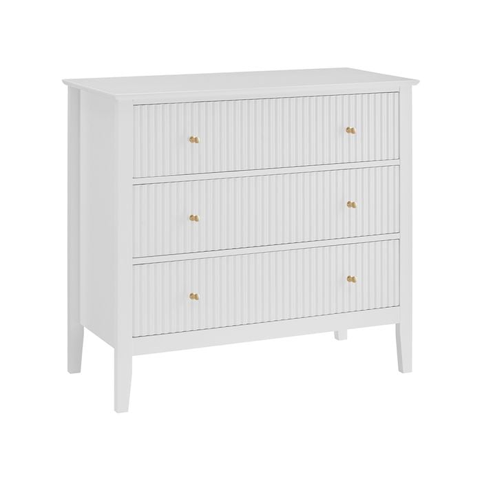 Zara Fluted 3 Drawer Chest White