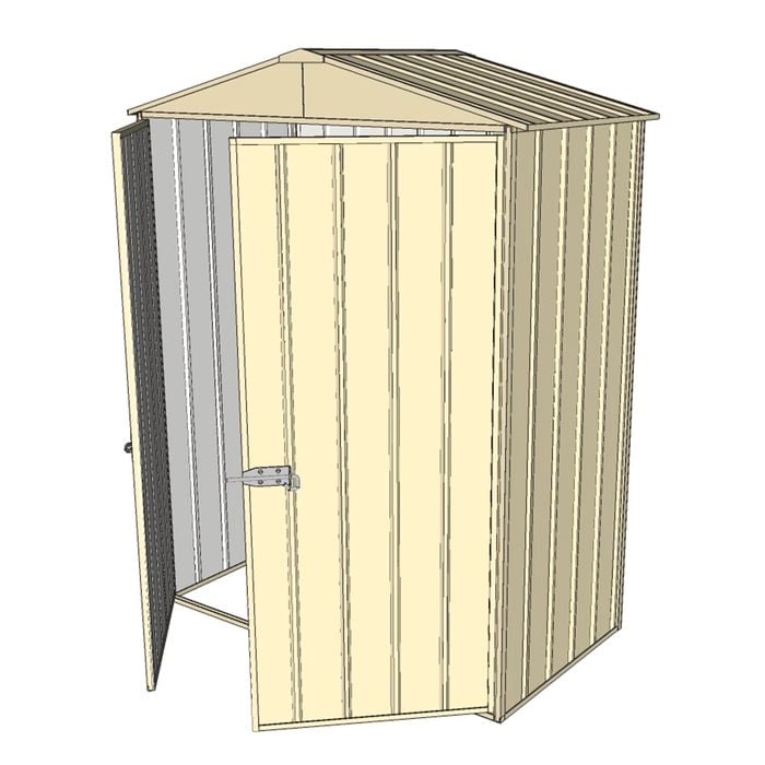 Build-a-Shed 1.5 x 0.8 x 2.3m Double Hinged Door Gable Shed - Cream