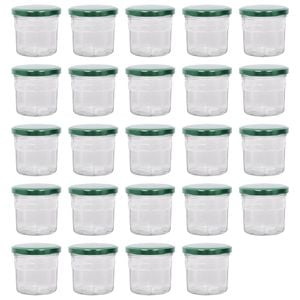 Argon Tableware Glass Jam Jars with Green Lids - 130ml - Pack of 24