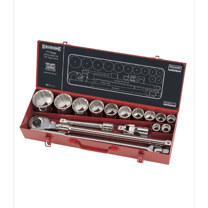 Sidchrome 3/4″ Metric Drive Socket Set - 17 Piece