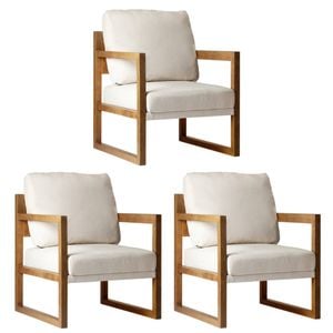 Oikiture 3x Armchair Lounge Sofa Chair Fabric Accent Chair Tub Armchairs Couches