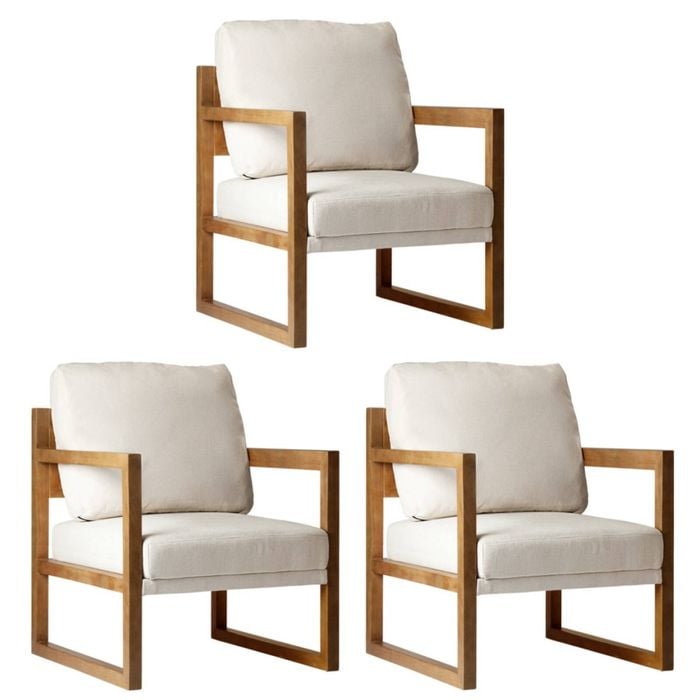 Oikiture 3x Armchair Lounge Sofa Chair Fabric Accent Chair Tub Armchairs Couches