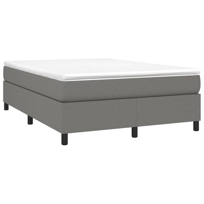 vidaXL Box Spring Bed with Mattress Dark Grey 153x203 cm Queen Size Fabric Super King